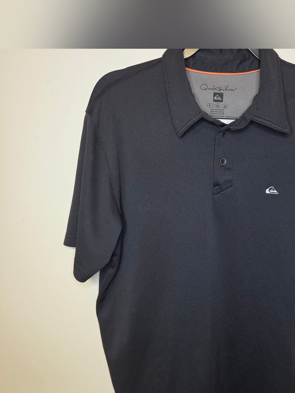 Quiksilver Men's Black Polo Shirt-polyester